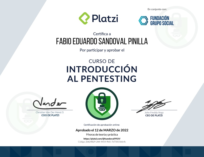 Diploma del Curso de Introducción al Pentesting
