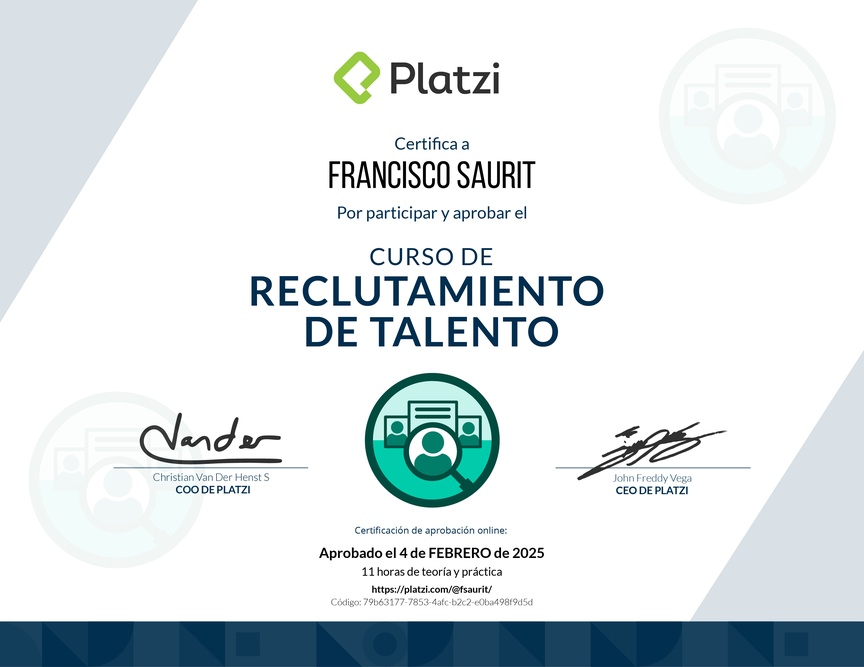Diploma del Curso de Reclutamiento de Talento