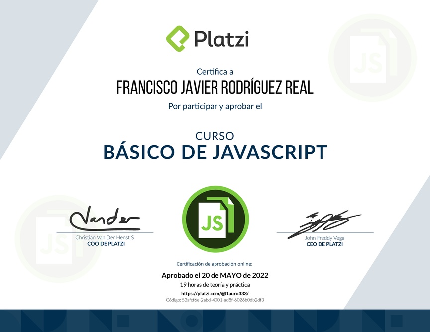 Diploma del Curso Básico de JavaScript