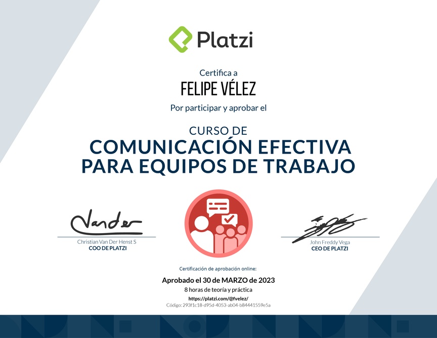Diploma del Curso de Comunicación Efectiva para Equipos de Trabajo
