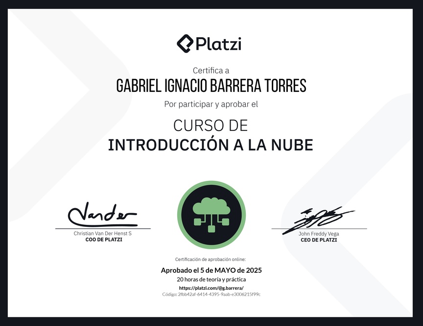Diploma del Curso de Introducción a la Nube