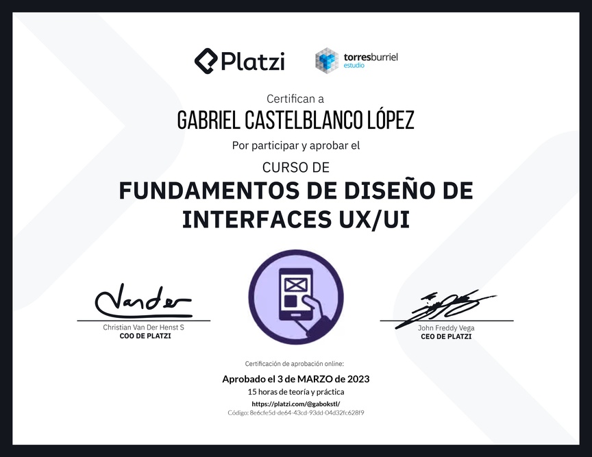Diploma del Curso de Fundamentos de Diseño de Interfaces UX/UI