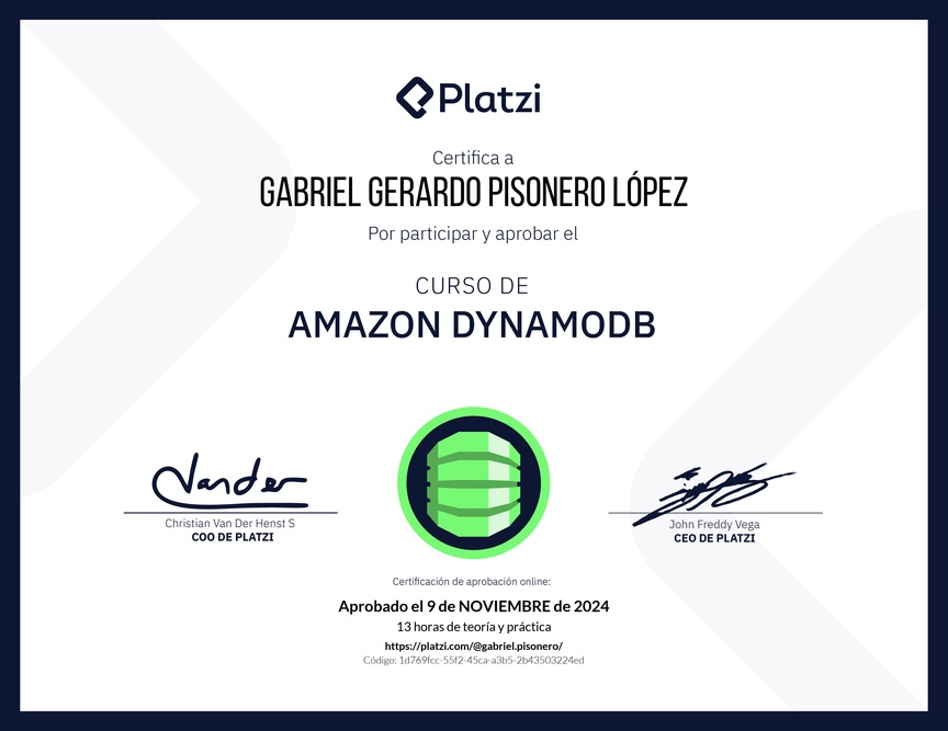 Diploma del Curso de Amazon DynamoDB