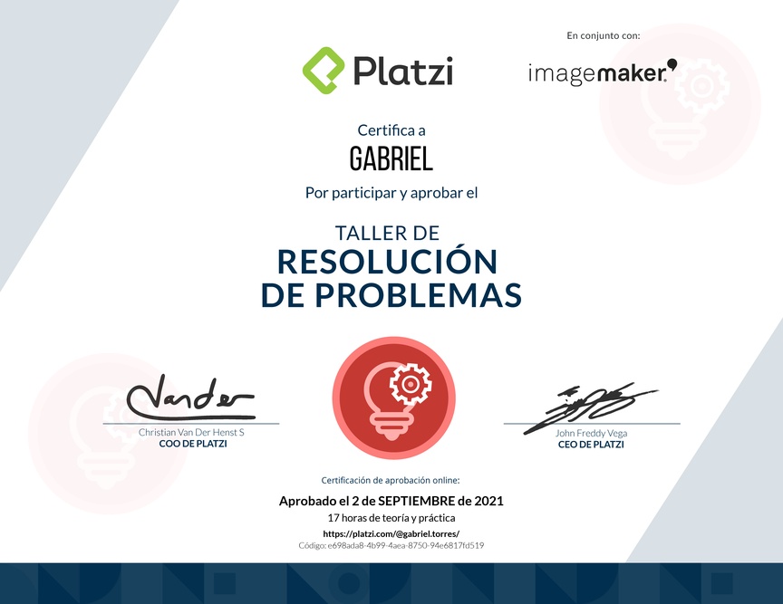 Diploma de Audiotaller de Resolución de Problemas