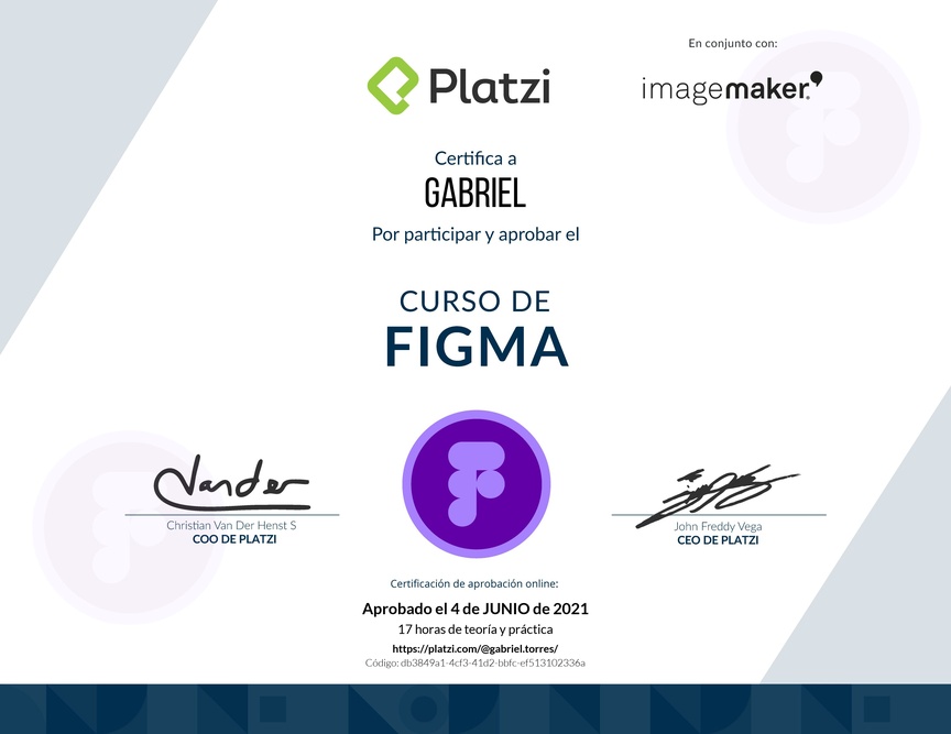 Diploma del Curso de Figma - 2020