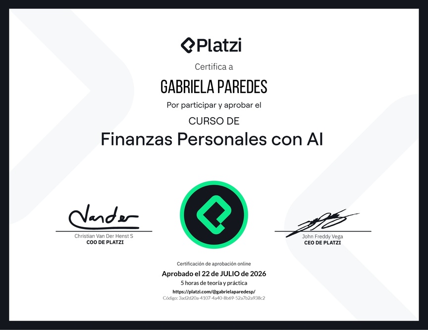 Diploma del Curso de Finanzas Personales con Inteligencia Artificial