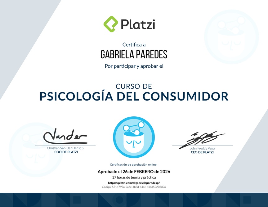 Diploma del Curso de Psicología del Consumidor