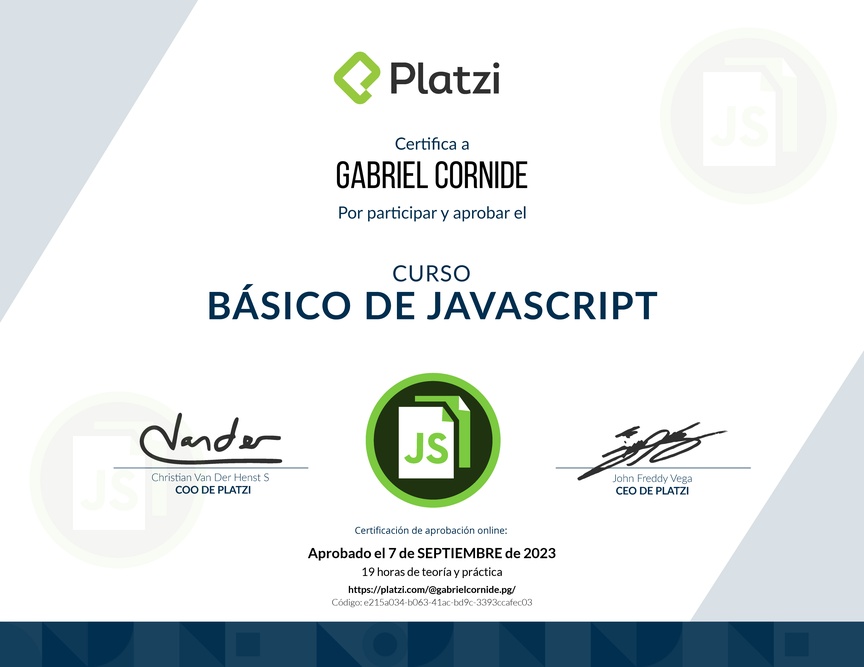 Diploma del Curso Básico de JavaScript