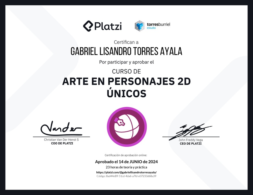 Diploma del Curso de Arte en Personajes 2D Únicos