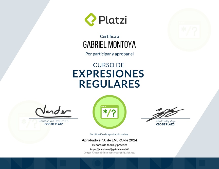 Diploma del Curso de Expresiones Regulares