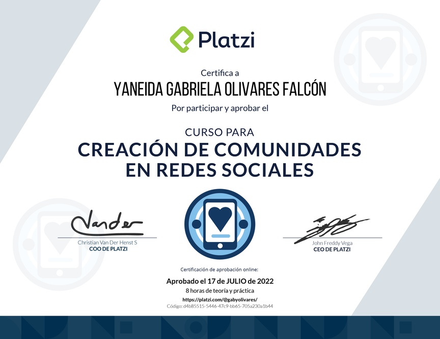Diploma del Curso de Construcción de Comunidades en Redes Sociales