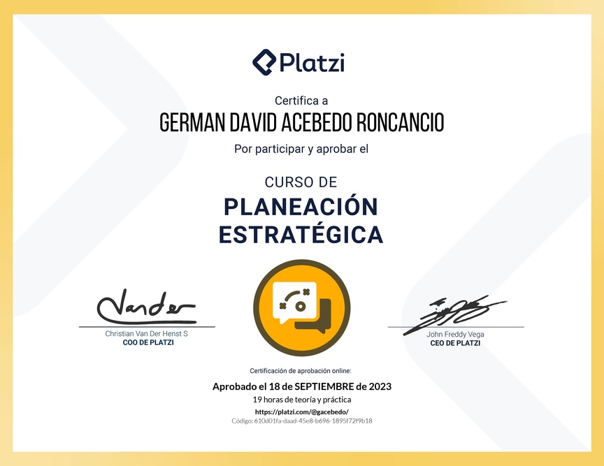 Diploma del Curso de Planeación Estratégica