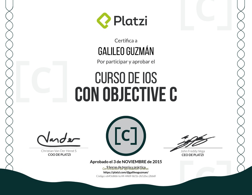 Diploma del Curso de iOS con Objective-C