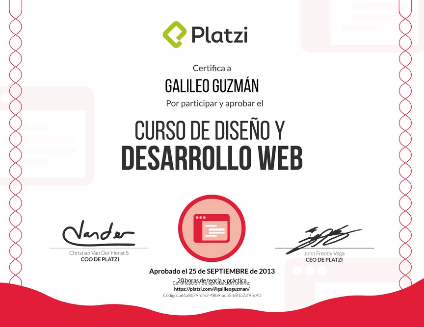 Diploma de 2013 Curso de Diseño y Desarrollo Web