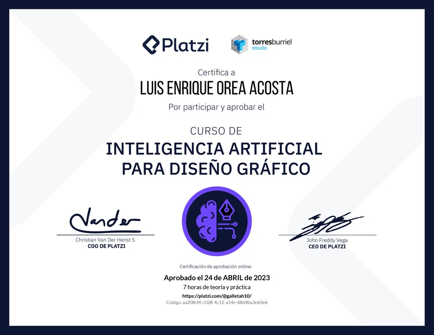Diploma del Curso de Inteligencia Artificial para Diseño Gráfico