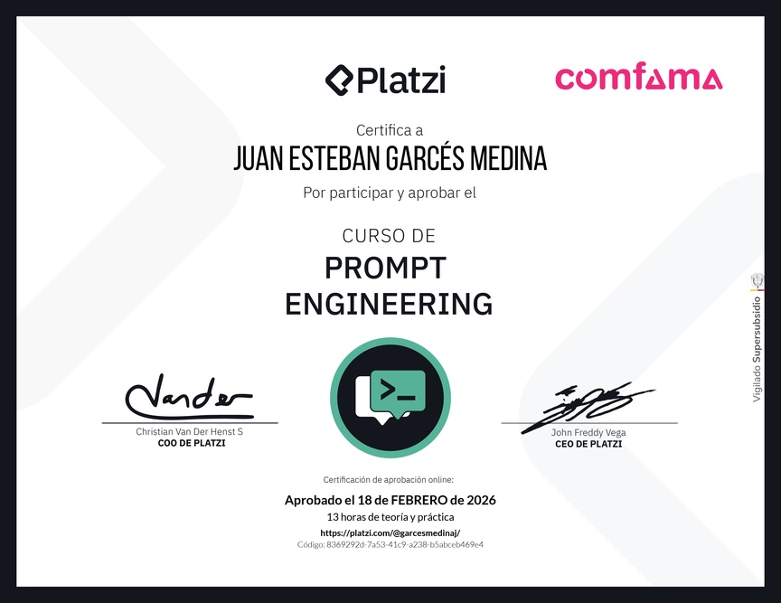 Diploma del Curso de Prompt Engineering