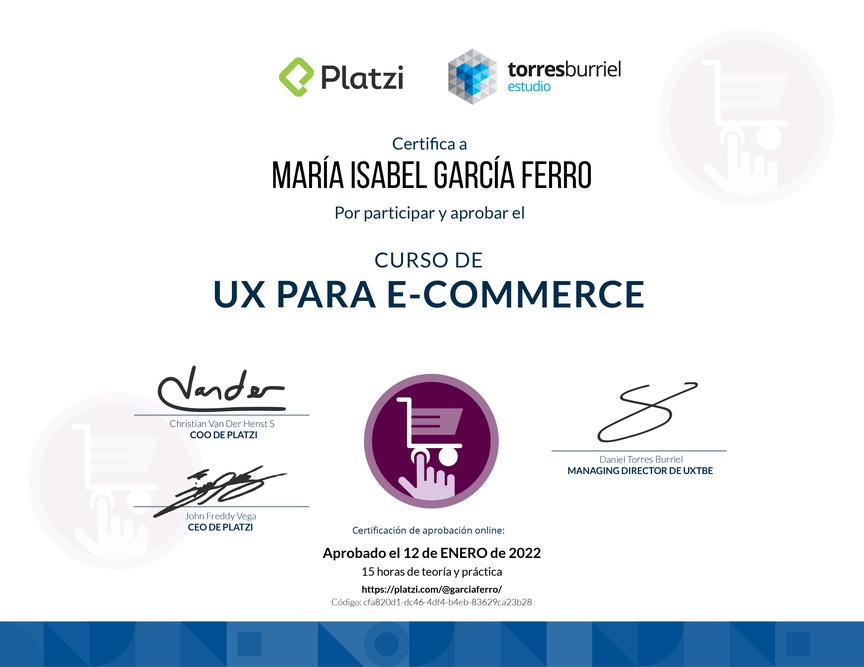 Diploma del Curso de UX para E-Commerce