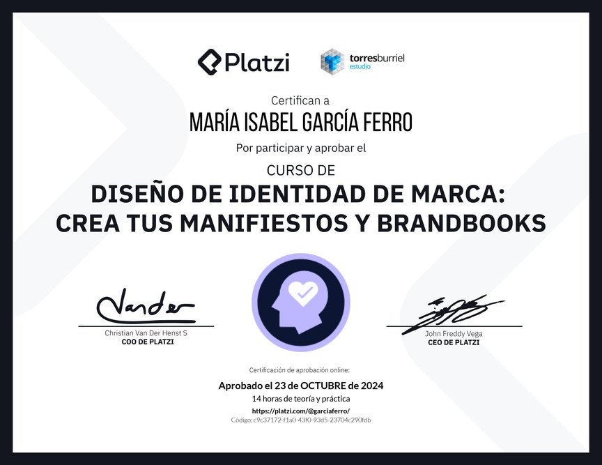 Diploma del Curso de Diseño de Identidad de Marca: Crea tus Manifiestos y Brandbooks