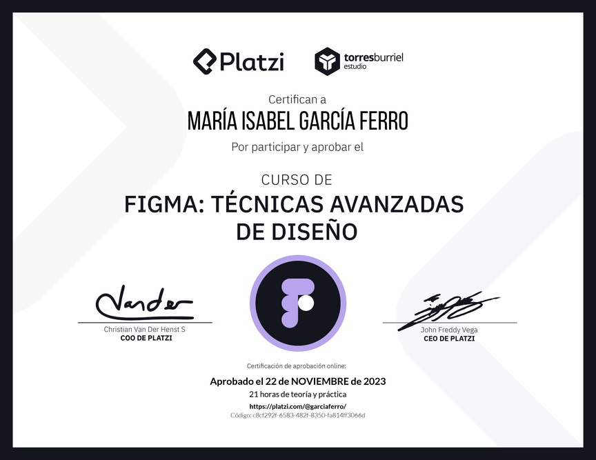 Diploma del Curso de Figma: Técnicas Avanzadas de Diseño