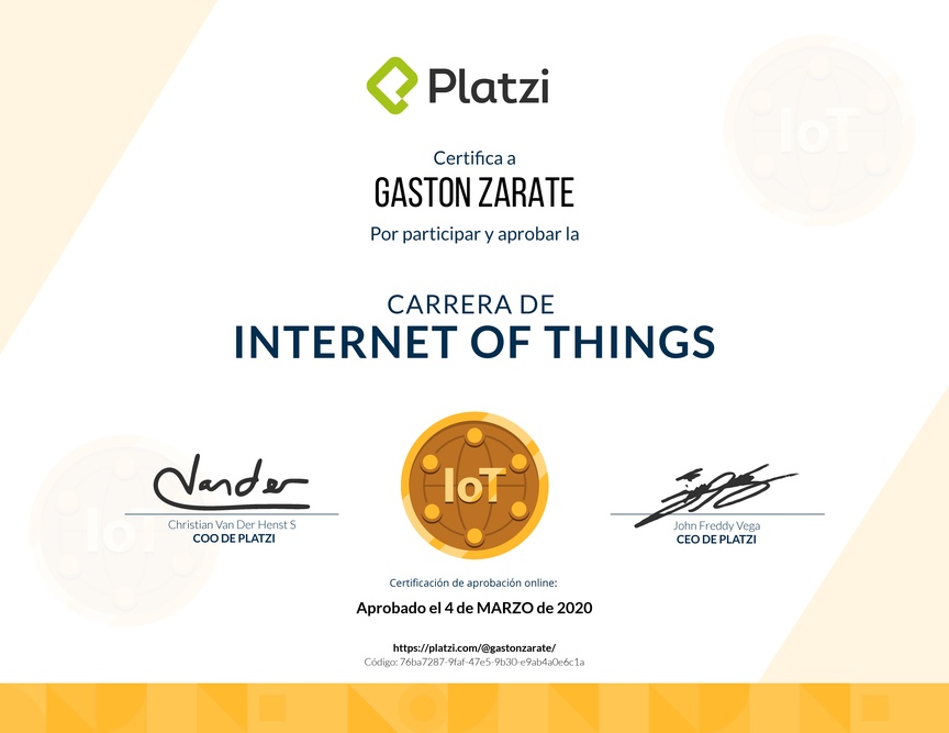 Diploma de la Ruta de Aprendizaje de Internet de las cosas