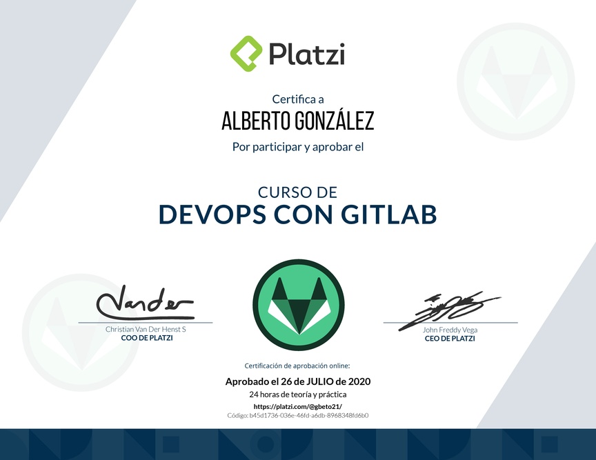 Diploma del Curso de DevOps con GitLab