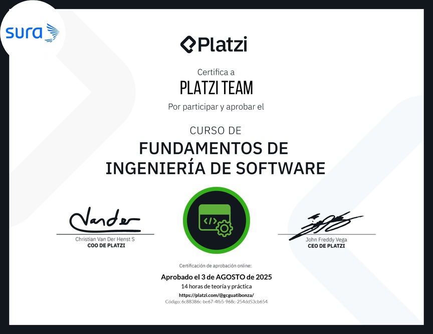 Diploma del Curso de Fundamentos de Ingeniería de Software