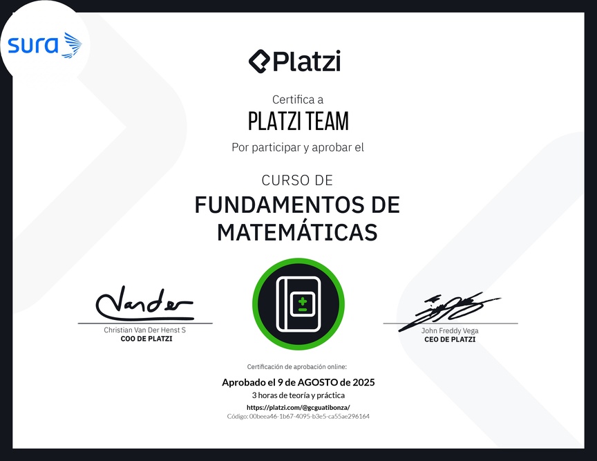 Diploma del Curso de Fundamentos de Matemáticas