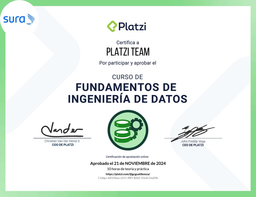 Diploma del Curso de Fundamentos de Ingeniería de Datos