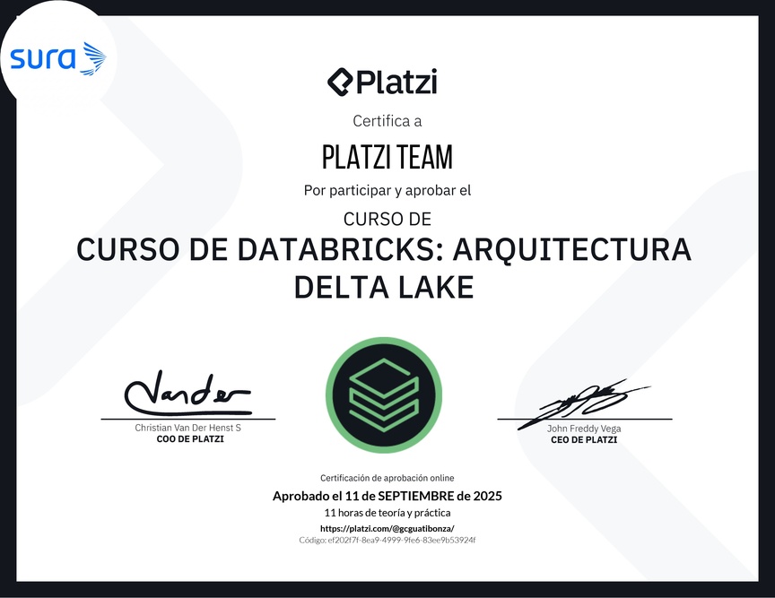 Diploma del Curso de Databricks: Arquitectura Delta Lake