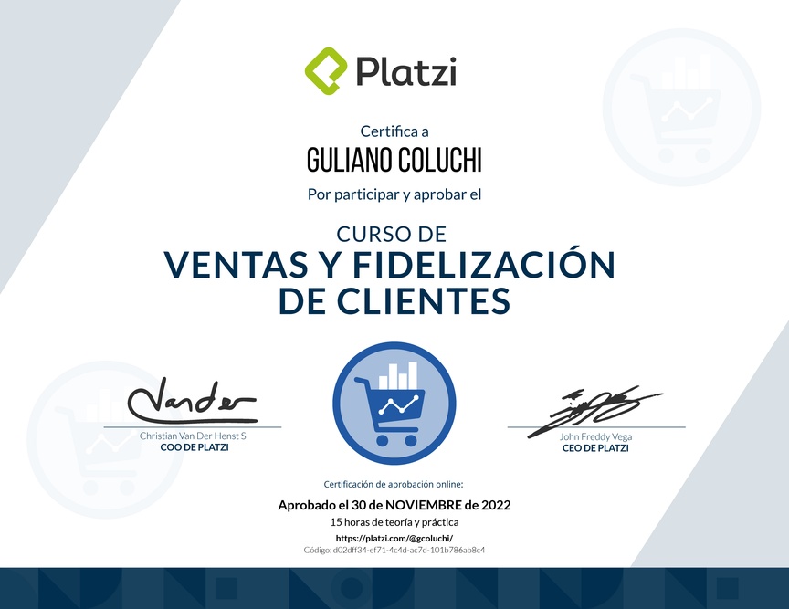 Diploma del Curso de Ventas y Fidelización de Clientes con Buyer Journey
