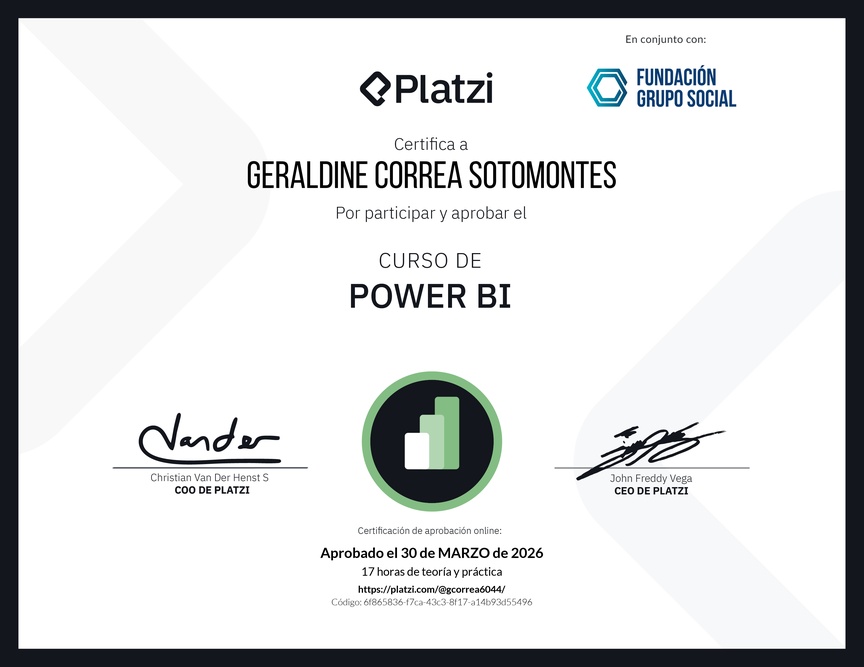 Diploma del Curso de Power BI