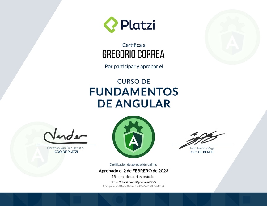Diploma del Curso de Fundamentos de Angular