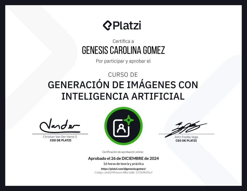 Diploma del Curso de Generación de Imágenes con Inteligencia Artificial
