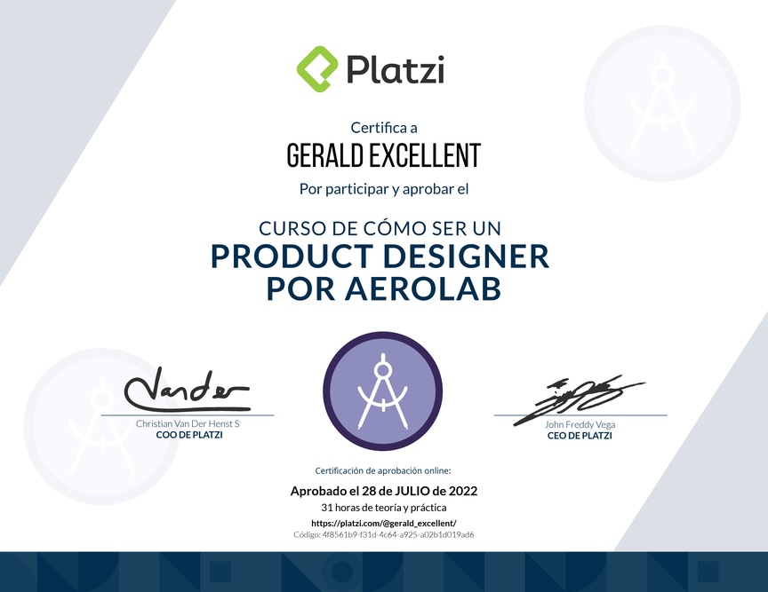 Diploma del Curso de Product Designer con Aerolab