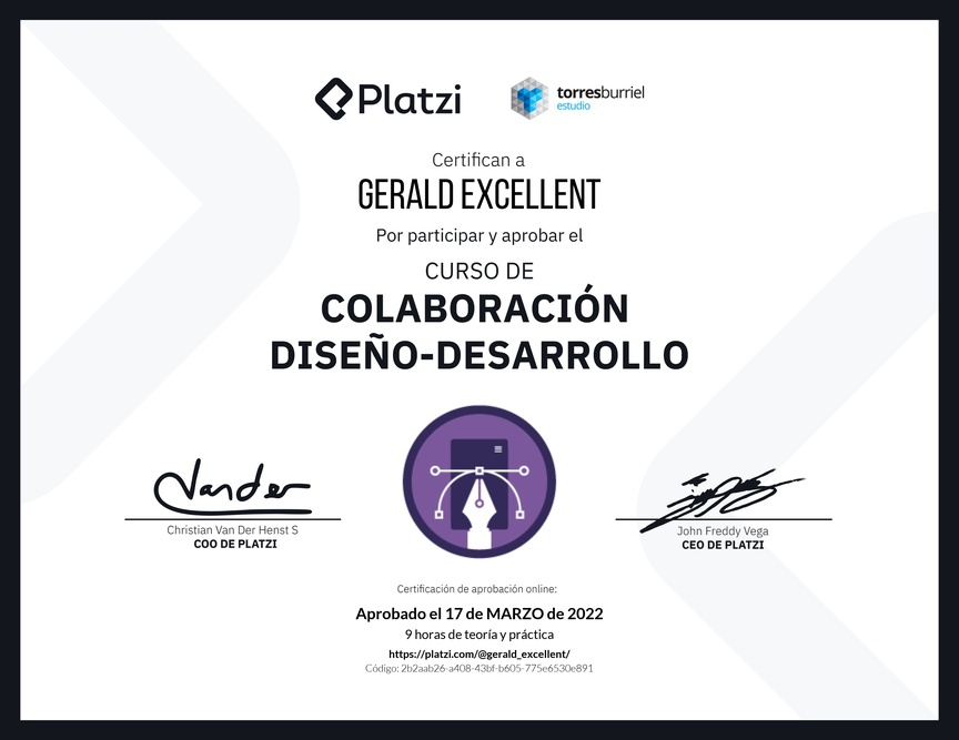 Diploma del Curso de Colaboración Diseño-Desarrollo