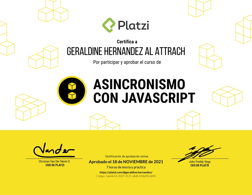 Diploma del Curso de Asincronismo con JavaScript 2019