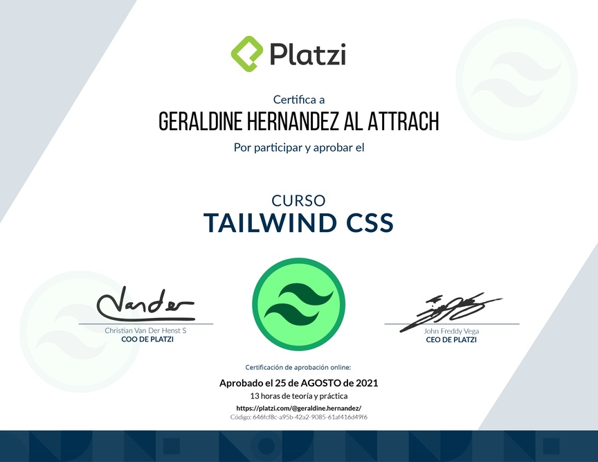 Diploma del Curso de Tailwind CSS 1