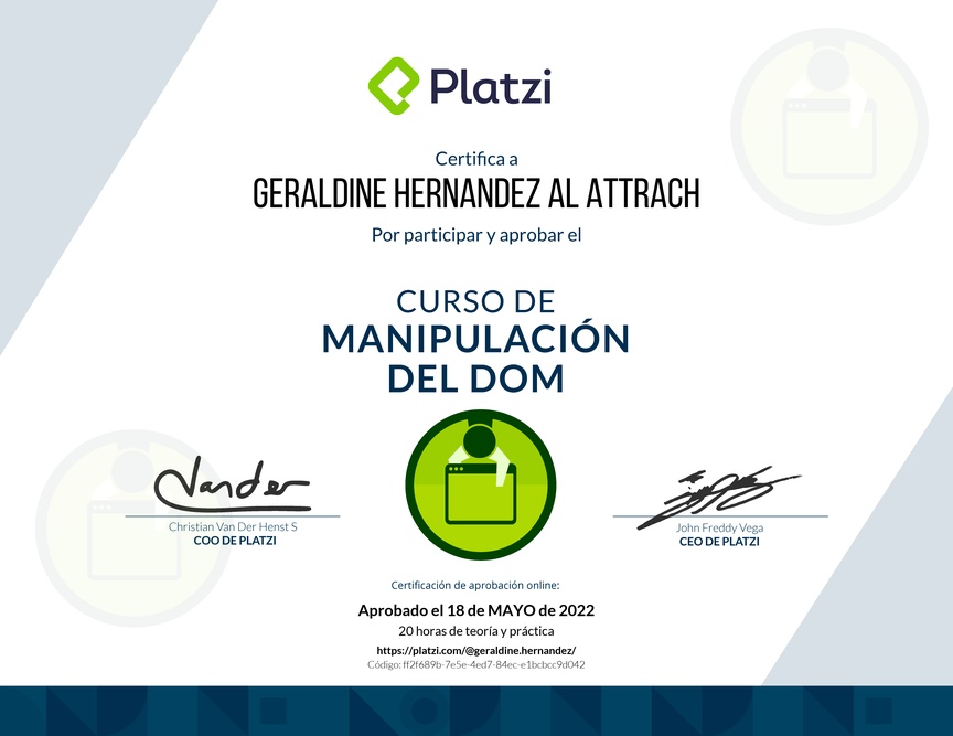 Diploma del Curso de Manipulación del DOM