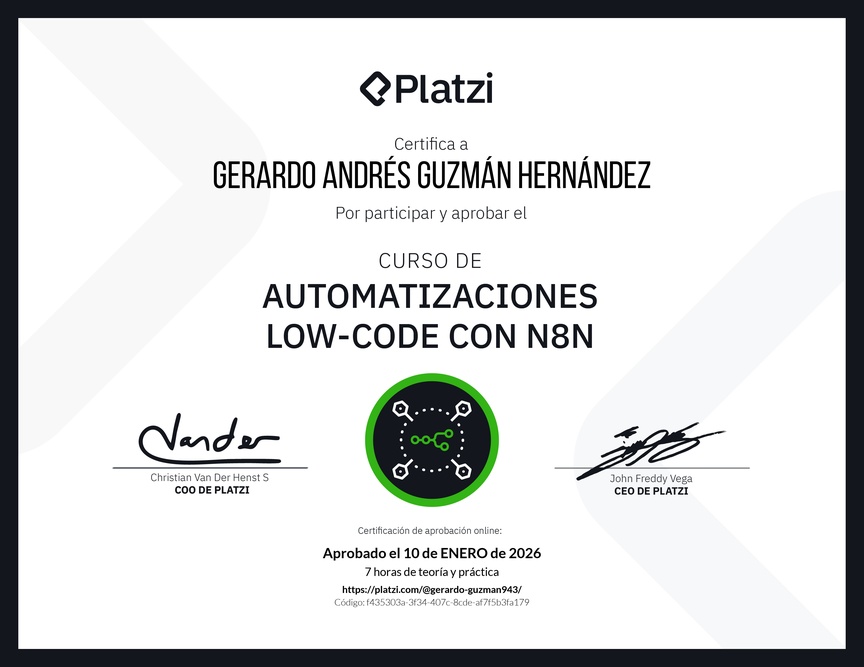 Diploma del Curso de Automatizaciones con n8n