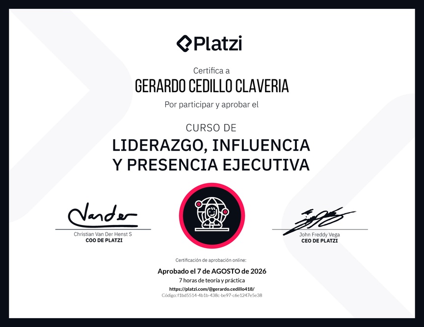 Diploma del Curso de Liderazgo, Influencia y Presencia Ejecutiva