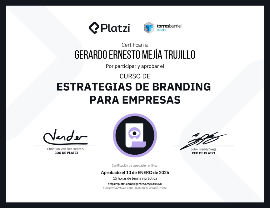 Diploma del Curso de Diseño y Desarrollo de Estrategias de Marca