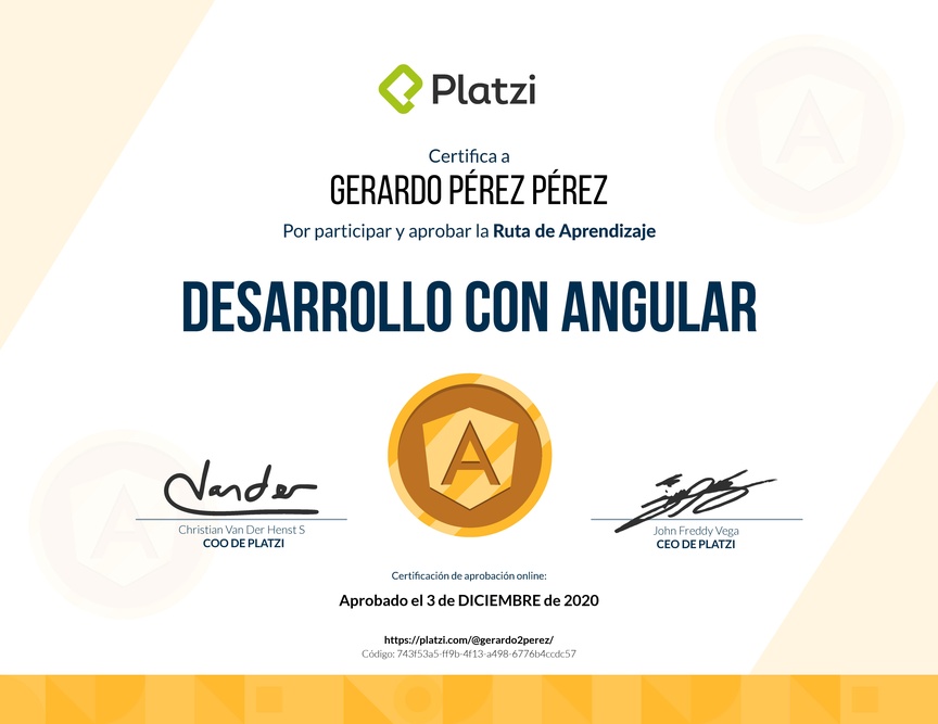Diploma de la Ruta de Aprendizaje de Frontend a profundidad con Angular