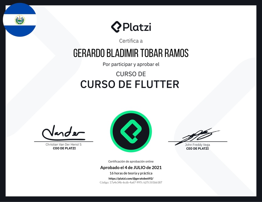 Diploma del Curso de Flutter