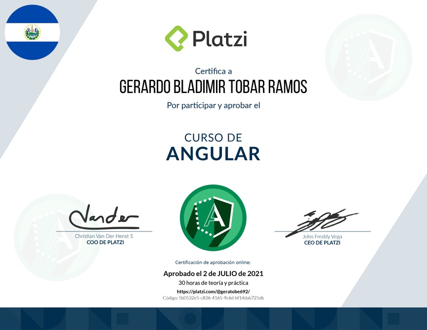 Diploma del Curso de Angular 8