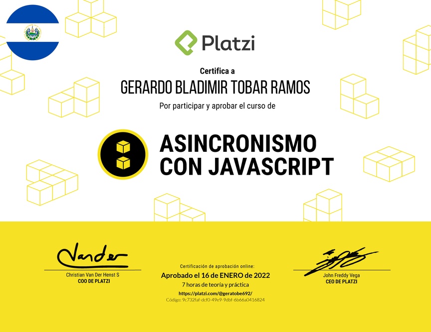 Diploma del Curso de Asincronismo con JavaScript 2019