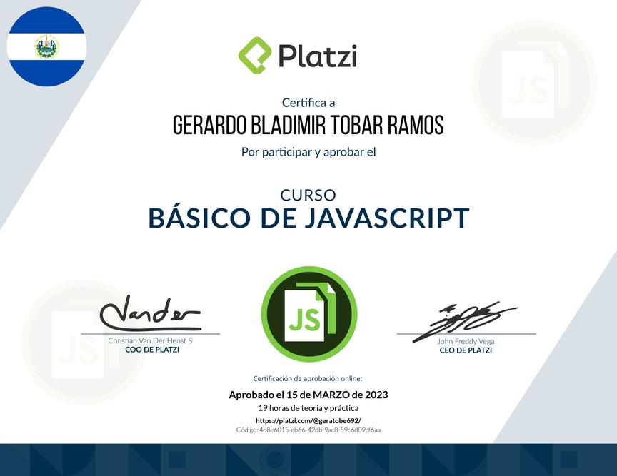 Diploma del Curso Básico de JavaScript