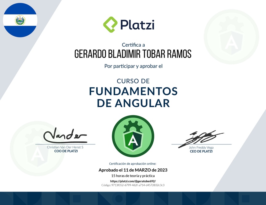 Diploma del Curso de Fundamentos de Angular