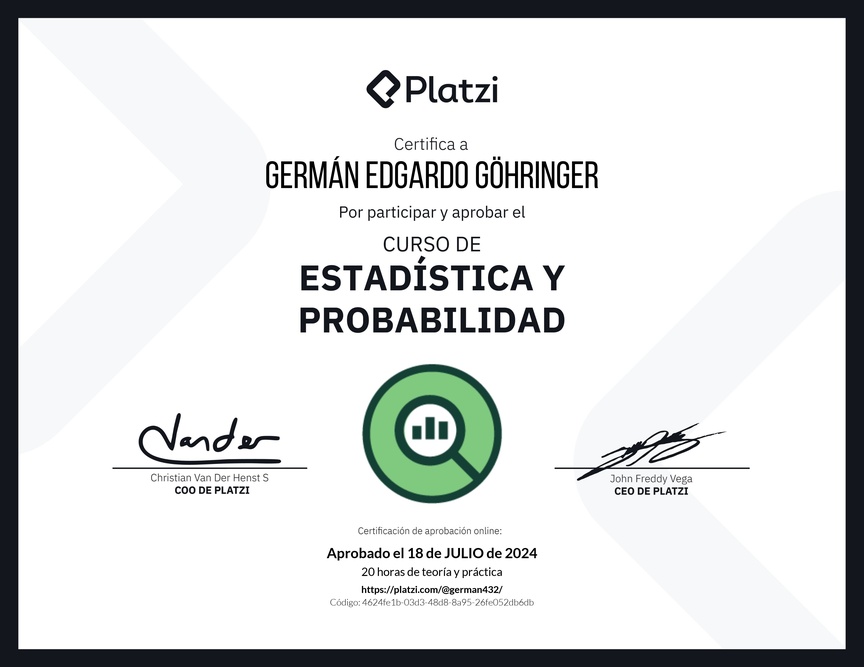 Diploma del Curso de Estadística y Probabilidad