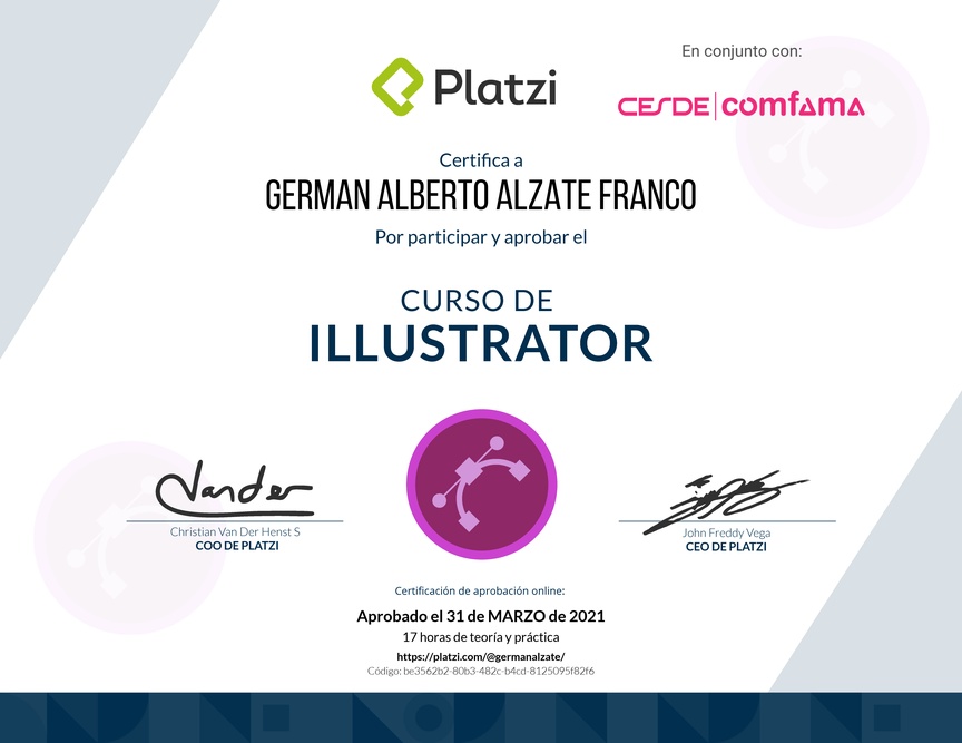 Diploma del Curso de Adobe Illustrator