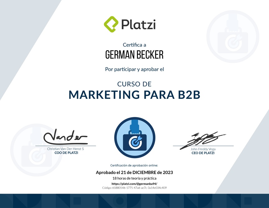 Diploma del Curso de Marketing para B2B